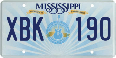 MS license plate XBK190