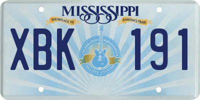 MS license plate XBK191