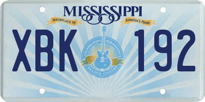 MS license plate XBK192