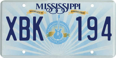 MS license plate XBK194