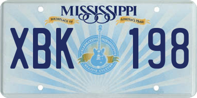 MS license plate XBK198