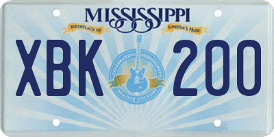 MS license plate XBK200