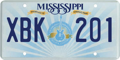 MS license plate XBK201
