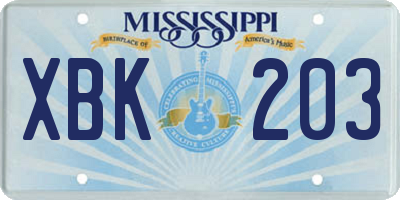 MS license plate XBK203