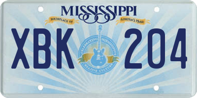 MS license plate XBK204
