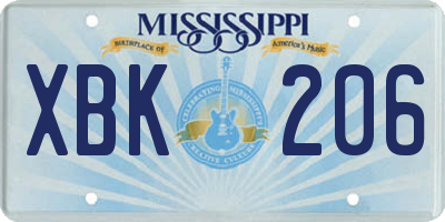 MS license plate XBK206