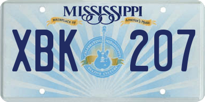 MS license plate XBK207