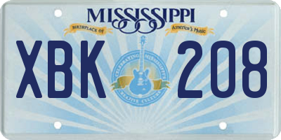MS license plate XBK208