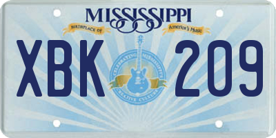 MS license plate XBK209