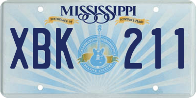MS license plate XBK211