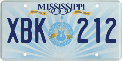 MS license plate XBK212