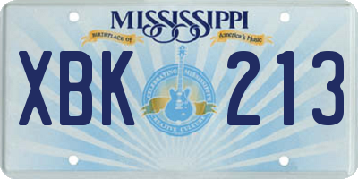 MS license plate XBK213
