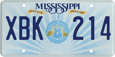 MS license plate XBK214