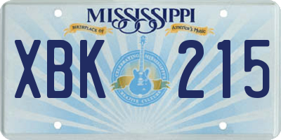 MS license plate XBK215