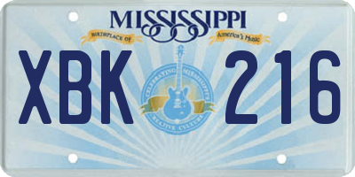 MS license plate XBK216