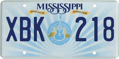 MS license plate XBK218