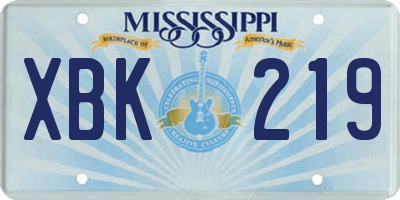 MS license plate XBK219