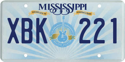 MS license plate XBK221