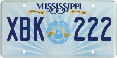 MS license plate XBK222