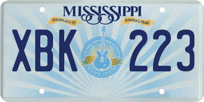 MS license plate XBK223