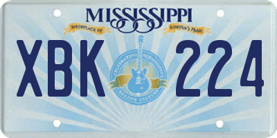 MS license plate XBK224