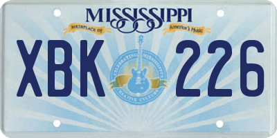 MS license plate XBK226