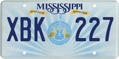 MS license plate XBK227