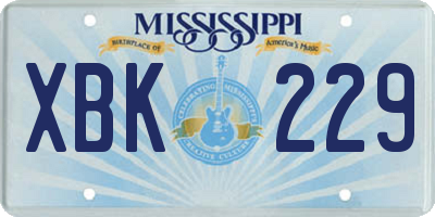 MS license plate XBK229