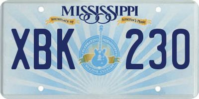 MS license plate XBK230