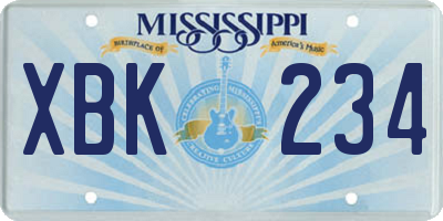 MS license plate XBK234