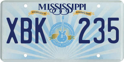 MS license plate XBK235