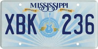 MS license plate XBK236