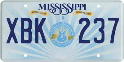 MS license plate XBK237