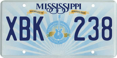 MS license plate XBK238