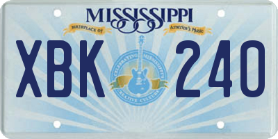 MS license plate XBK240