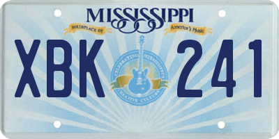 MS license plate XBK241