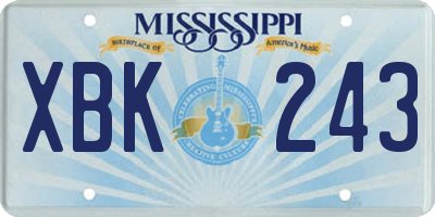 MS license plate XBK243