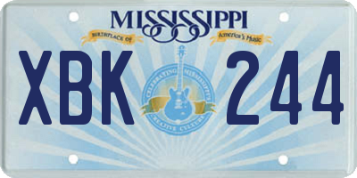 MS license plate XBK244