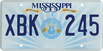 MS license plate XBK245
