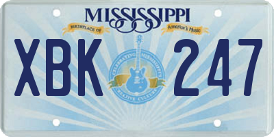 MS license plate XBK247