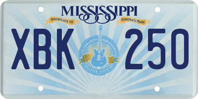 MS license plate XBK250