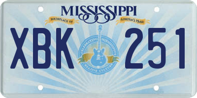 MS license plate XBK251