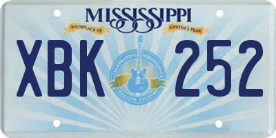 MS license plate XBK252