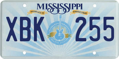 MS license plate XBK255