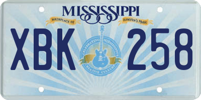 MS license plate XBK258