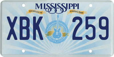 MS license plate XBK259