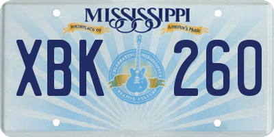 MS license plate XBK260