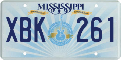 MS license plate XBK261
