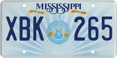 MS license plate XBK265