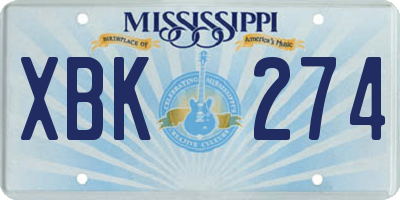 MS license plate XBK274